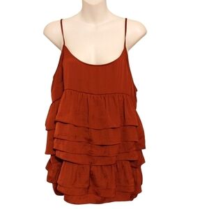 🔵BOGO FREE🔵 Top Who What Wear Copper Ruffled Sleeveless  Sz L